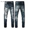 Amirir Designer Purple Jeans Man Pants Black Skinny Stickers Light Wash Ripped Motorcycle Rock Revival Joggers True Religions Men High Quality Brand Trousers 858