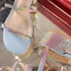 Summer Roman Sandals Womens Shoes Luxury Designer 4.5 cm Kitten Heel Snakesskin Wrapped Feat Bare Rhineste Decorati N Band Sandal 35-43 med Bo Y33L#