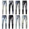 Designer-Jeans in Lila für Herren, Skinny-Jeans für Motorräder, trendiges, zerrissenes Patchwork-Loch, ganzjährig, schmale Beine, Großhandel, Jeans der Marke Purple