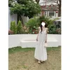 Arrival Summer Korean Style Women Loose Casual Dot Embroidery Aline Sleeveless Patchwork Anklelength Dresses V883 240318