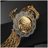 Łańcuch muzułmański islam prezent biżuterii na Bliskim Wschodzie bransoletki arabska bransoletka vintage złoty kolor kwiat szeroki mankiet Boguła 230710 Drops Dhyzq