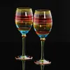 Verres à vin 400 ml verres à vin imprimés créatif peint à la main coupe de champagne gobelet coupe en verre sans plomb maison bar fête de mariage cadeaux L240323