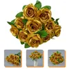 Dekorativa blommor Rose Gold Flower Artificial For Decoration Roses Faux Vase Fillers Centerpieces Decorations Fake Bouquet Dining Table