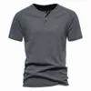 Année nouvel an Henry chemise hommes à manches courtes T-shirt col américain coton sport et Fitness