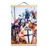 Affiches uniques de guerrier du Christ antique, peinture de défilement sur toile de chevaliers templiers Vintage avec axe en bois massif pour cadeaux de fans militaires CD34