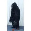 Mascottekostuums 2,2 m Iatable zwarte gorilla mascottekostuum echte harige King Kong opblaaskostuum voor Halloween karakter fancy dress