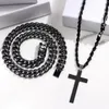 Chains 2Pcs Stainless Steel Rope Chain Christian Cross Necklace Women Men 13MM Metal Cuban Link Punk Hip Hop Jewelry