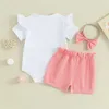 Clothing Sets Baby Girls Clothes Summer Outfits Letter Print Short Sleeve Rompers With Bowknot Shorts Headband 3Pcs Set