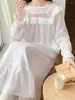 Mulheres sleepwear mulheres primavera verão fada branco longo noite vestido de algodão nightdress princesa vintage colarinho quadrado vitoriano nightgowns