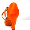 Laarzen evkoodance klassieke schoenen latin dans schoenen satijn oranje 7 cm hiel balzaal feest dansschoenen voor vrouwen