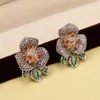 Dangle Earrings GGジュエリーファッションCubicZirconiaCZ Pave Flower Stud for Lady Gift