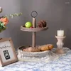 Cuisine Storage Rustique En bois 2 plateaux Tier Round Farmhouse Table Decor Tier Tier Food Fruits Cupcake Display Home Party