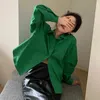 Kvinnors t-shirt Spring New Green Loose Top Womens Långärmad solid färg Simple Top Trend Korean Fashion Womens Clothing 240323