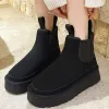 Buty 2024 Zima nowe kobiety aksamitne zagęszczone Chelsea Buty Trendia Designer Brand Growsoled Warm Flat Casual Snow Boots Botas Mujer