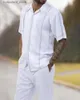 Tracki męskie 2023 Summer Hawaii Beach Linia drukowana męska dwupoziomowa swobodna koszula z krótkim rękawem