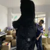 Mascot kostymer {hjärtformat fönster} iatable Polar Round Eyes Mascot Black Furry Suit 3m Plush Bear Costume