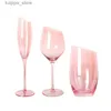 Wine Glasses Flamingo Slanted Champagne Wine Glasses Water Cup Set Crystal Light Luxury Retro Goblet Home Pink High-Value Bordeaux Wine Glass L240323