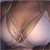 Other Y Rhinestone Body Chain For Women Boho Jewelry Cross Chest Shining Crystal Party Decoration Accessory Drop Delivery Dhkta