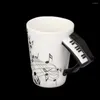 Mugs Music Mug With Piano-Shaped Handle Porcelain Musical Note