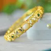 Bangle Natural Hetian Jade Gemstone Accessories For Women Charms Bracelet Luxury Gold Plated