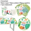 Supplies Dinosaur Tableware Set Happy Birthday Decorations Kids Boy Jungle Safari Party Baby Shower Favors