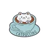 Mignon dessin animé tasse bouteille chat émail broches drôle chaton broches décoratif revers chemise Badge j'aime chats broches bijoux cadeau