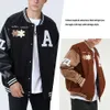 Moshtashio Herren Varsity College Baseball Bomberjacke Vintage Sweatshirt Lässige Unisex Streetwear Mäntel mit Patch