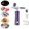 Rechargeable Airbrush Compressor Kit Air Brush Sprayer Gun Water Oxygen Deep Hydrating Machine For Nail Art Tattoo Cake Makeup 240322