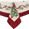 Table Cloth Christmas Floral Linen Rectangular For Kitchen Decor Anti-stain Dining Tablecloth Wedding Cover