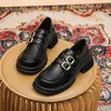 Dress Shoes 2024 Women Leather Black Loafers Fashion Metal Decoration Pumps Ladies Banquets Offices Oxfords Woman Casual