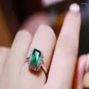 Cluster Rings Natural Emerald Luxury Style 5x7 Square Mm 925 Silver Colombian Origin 1CT