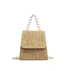 Shoulder Bags 2024 Brand Designer Bead Hand-woven Straw Bag Handbag Women Samll Tote For Summer Travel Handle Ladies