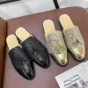 Shoes 2023 New Luxury Designer Men's Casual Bling Leather Loafers Italian for Men Half Shoes Mules Male Black Slides Business Slippers