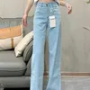 Nanyou högkvalitativ xiaoxiang broderi bantning rakt fit womens denim byxor korrekt version