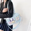 Axelväskor kvinnors japanska stil kawaii väska ita transparent jk tote handväska student preppy lyx messenger crossbody