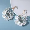 Pendientes traseros Ins Color dorado Boda nupcial porcelana blanca flor hoja mujer gota pendiente accesorios hechos a mano