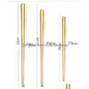 Palillos 304 Acero inoxidable 23 cm FL Cuadrado Hueco 21 cm Titanio Chapado en oro negro Color ChopsticksZC1011 Entrega de gota Home Garden Dhjcn