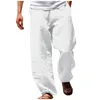 Pantalons pour hommes vêtements en lin pour hommes été décontracté couleur unie contemporain confortable qualité doux pantalon ample avec poche