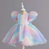 Abiti da ragazza Tutù arcobaleno Vestito da festa per ragazza Spettacolo Abbigliamento per bambini Principessa Abito da sposa per bambini Compleanno Abito da sposa Abiti 1-6 24323