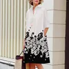 Casual Dresses Fashion Print Shirt Dress For Women Summer Autumn Long Sleeve Bohemian Elegant Office Ladies Pocket Lapel Loose Midi