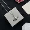 Saturn Designer Women Pearl Necklace Viviane Choker Pendant Chain Crystal Gold Necklace Jewelry Westwood Accessories 7457