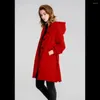 Trench-coat mi-long à capuche pour femme, coupe-vent surdimensionné, ample, manches longues, simple boutonnage, monochromatique