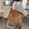 Schoudertassen Wijnrood PU Handtas Tote Effen Kleur Hand Dames Retro Eenvoudige Trend Leren Emmer