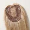 Toppers 12Inch Women Human Hair Toppers Golden Blonde Highlights Hair Pieces for Women Hair Loss Silk Base Clip in Toppers 150% Density