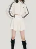 Adagirl American Retro Waffle Stand Collar Zip Up Phoodie Slim Alineミニスカートスポーツカジュアル2ピースセット女性服秋240312