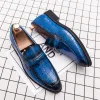 Buty Spring Italian Highquality Blue Skórzane buty dla mężczyzn Mężczyzny Skórzane buty sukienki ślubne Buty Patent męskie