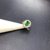 Anéis de Cluster Yulem Natural Peridot Anel para Presente Feminino Aniversário Birthstone 5x7mm S925 Prata Tamanho Ajustável Mulheres