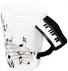 Mugs Music Mug With Piano-Shaped Handle Porcelain Musical Note