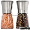 Mills Stainless Steel Manual Salt Pepper Mill Grinder Seasoning Bottle Glass Kitchen Accessaries Tool Premium T500801 Drop Delivery Ho Dhkqi