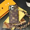 Luxury Designer Phone case iphone 15 Pro Max 14 13 12 11 promax 15Plus New fashion print design Crossbody scarf Lashing Classic Cover case